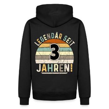 3 ans cadeau 3ème anniversaire garçon fille - Sweat à capuche Premium bio Homme - noir - Dos - Nico (187cm)