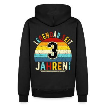 3 Jahre Geschenk 3. Geburtstag Junge Mädchen - Männer Premium Bio Hoodie - Schwarz - Hinten - Nico (187cm)
