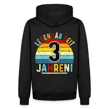 3 ans cadeau 3ème anniversaire garçon fille - Sweat à capuche Premium bio Homme - noir - Dos - Nico (187cm)