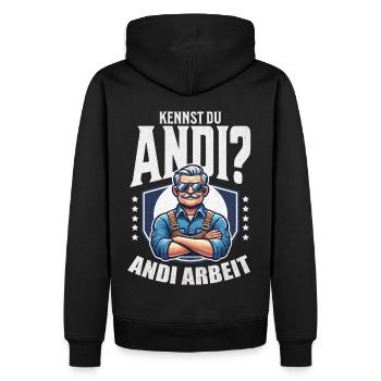 Handwerker Andi Arbeit Geschenk Sprüche Lustig - Männer Premium Bio Hoodie - Schwarz - Hinten - Nico (187cm)