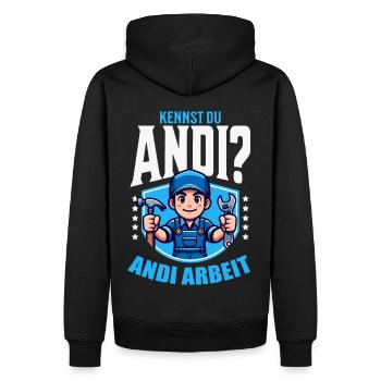 Handwerker Andi Arbeit Geschenk Sprüche Lustig - Männer Premium Bio Hoodie - Schwarz - Hinten - Nico (187cm)