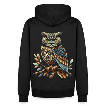 Eule Kunst Geschenk Geburtstag - Männer Premium Bio Hoodie - Schwarz - Hinten - Nico (187cm)