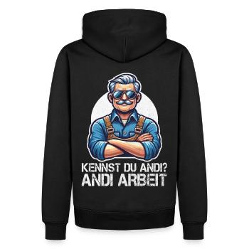 Handwerker Andi Arbeit Geschenk Sprüche Lustig - Männer Premium Bio Hoodie - Schwarz - Hinten - Nico (187cm)