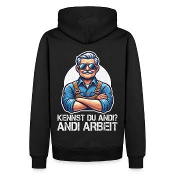 Handwerker Andi Arbeit Geschenk Sprüche Lustig - Männer Premium Bio Hoodie - Schwarz - Hinten - Nico (187cm)
