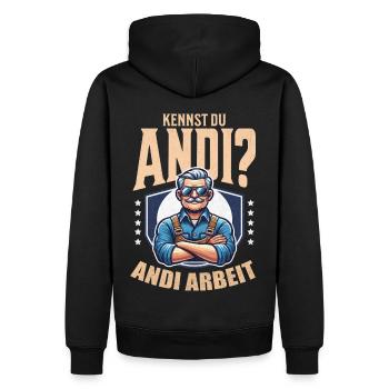 Handwerker Andi Arbeit Geschenk Sprüche Lustig - Männer Premium Bio Hoodie - Schwarz - Hinten - Nico (187cm)