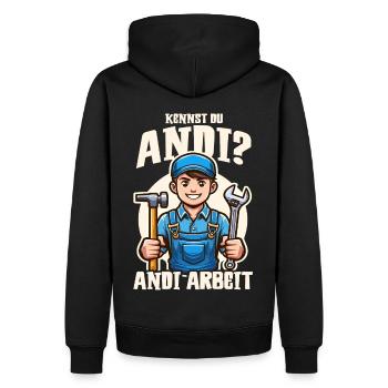 Handwerker Andi Arbeit Geschenk Sprüche Lustig - Männer Premium Bio Hoodie - Schwarz - Hinten - Nico (187cm)