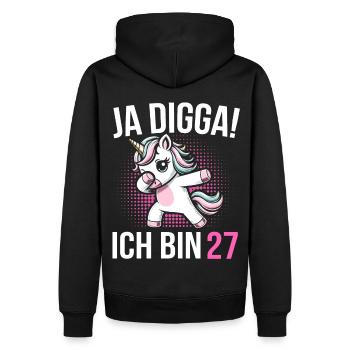 27. Geburtstag Frauen Einhorn Geschenk - Männer Premium Bio Hoodie - Schwarz - Hinten - Nico (187cm)