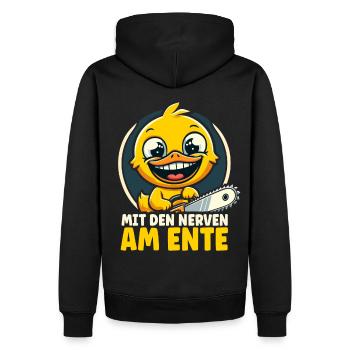 Stress Gestresst Nerven Arbeit Geschenk Spruch - Männer Premium Bio Hoodie - Schwarz - Hinten - Nico (187cm)