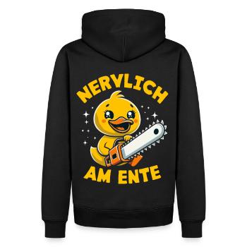 Stress Gestresst Nerven Arbeit Geschenk Spruch - Männer Premium Bio Hoodie - Schwarz - Hinten - Nico (187cm)