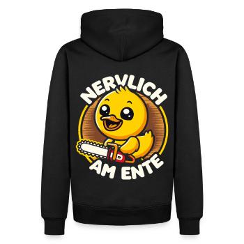 Stress Gestresst Nerven Arbeit Geschenk Spruch - Männer Premium Bio Hoodie - Schwarz - Hinten - Nico (187cm)