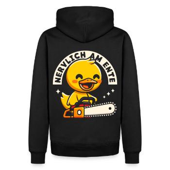 Stress Gestresst Nerven Arbeit Geschenk Spruch - Männer Premium Bio Hoodie - Schwarz - Hinten - Nico (187cm)