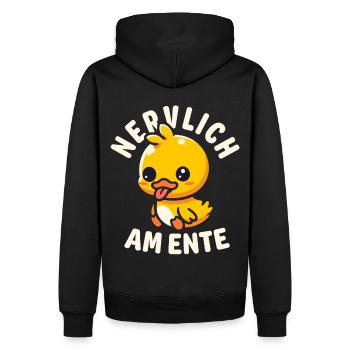 Stress Gestresst Nerven Arbeit Geschenk Spruch - Männer Premium Bio Hoodie - Schwarz - Hinten - Nico (187cm)