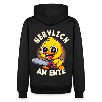 Stress Gestresst Nerven Arbeit Geschenk Spruch - Männer Premium Bio Hoodie - Schwarz - Hinten - Nico (187cm)