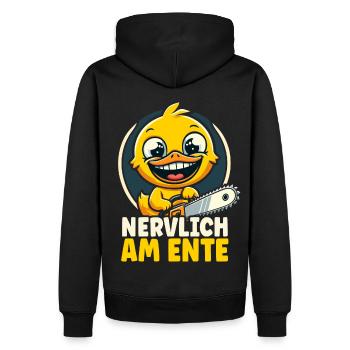 Stress Gestresst Nerven Arbeit Geschenk Spruch - Männer Premium Bio Hoodie - Schwarz - Hinten - Nico (187cm)