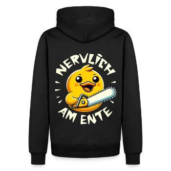 Stress Gestresst Nerven Arbeit Geschenk Spruch - Männer Premium Bio Hoodie - Schwarz - Hinten - Nico (187cm)