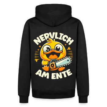 Stress Gestresst Nerven Arbeit Geschenk Spruch - Männer Premium Bio Hoodie - Schwarz - Hinten - Nico (187cm)