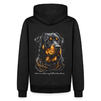 Home is where my Rottweiler lives... - Men’s Premium Organic Hoodie - black - Back - Nico (187cm)