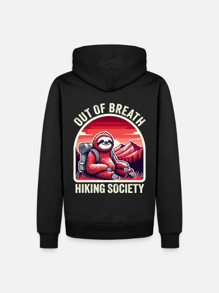 Wandern Hiking Faultier Spruch Lustig Geburtstag - Männer Premium Bio Hoodie - Schwarz