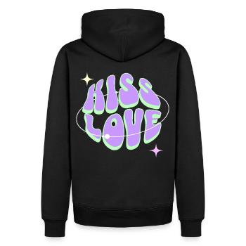KISS LOVE - Retro Liebe - Men’s Premium Organic Hoodie - black - Back - Nico (187cm)
