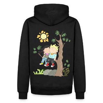 gros amour cher couple cadeau chemise - Sweat à capuche Premium bio Homme - noir - Dos - Nico (187cm)