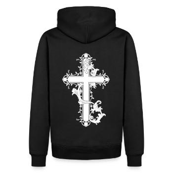 Lilien Kreuz Kreuze Religion Gott Jesus Kirche - Männer Premium Bio Hoodie - Schwarz - Hinten - Nico (187cm)