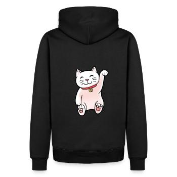 Asie Chat Chine Chinois Chat Miaou - Sweat à capuche Premium bio Homme - noir - Dos - Nico (187cm)