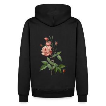 Dessin botanique vintage China Rose - Sweat à capuche Premium bio Homme - noir - Dos - Nico (187cm)