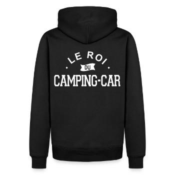 roi du camping car cadeau humour camping-car - Sweat à capuche Premium bio Homme - noir - Dos - Nico (187cm)