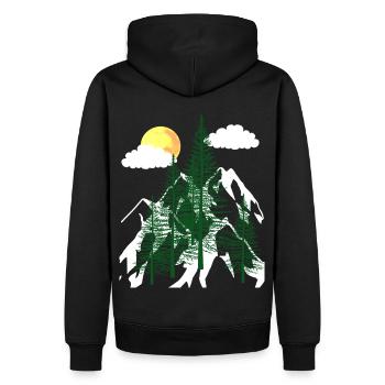 nature forêt arbres sapins nature montagnes - Sweat à capuche Premium bio Homme - noir - Dos - Nico (187cm)