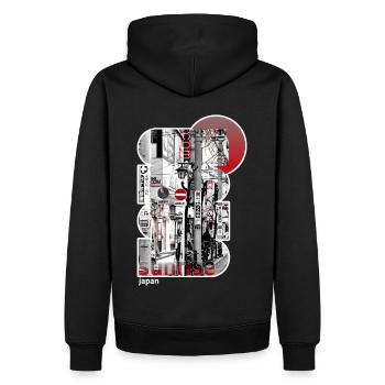 Japon, Japonais, Tokyo City - Sweat à capuche Premium bio Homme - noir - Dos - Nico (187cm)