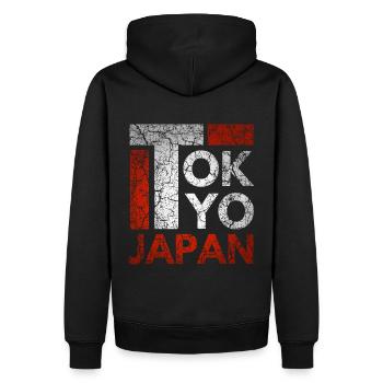 Japan, Tokio City, Tokyo, Typografie - Männer Premium Bio Hoodie - Schwarz - Hinten - Nico (187cm)