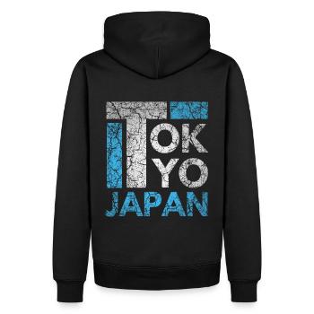 Japan, Tokio City, Tokyo, Typografie - Männer Premium Bio Hoodie - Schwarz - Hinten - Nico (187cm)