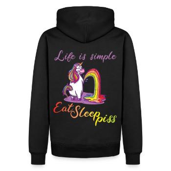 Life is simple - Eat sleep piss - Männer Premium Bio Hoodie - Schwarz - Hinten - Nico (187cm)