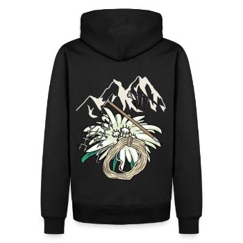 Bergsteiger Outdoor Bergsteiger Alpen Tirol Berg - Männer Premium Bio Hoodie - Schwarz - Hinten - Nico (187cm)