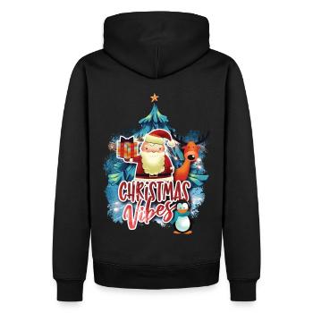 Conception de Noël Dicton de Noël Design - Sweat à capuche Premium bio Homme - noir - Dos - Nico (187cm)