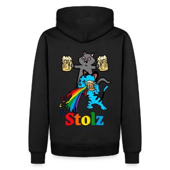 Stolz Kater Abfeiern kotzen saufen Party Feier - Männer Premium Bio Hoodie - Schwarz - Hinten - Nico (187cm)
