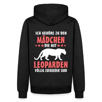 Leopard Mädchen Leoparden - Männer Premium Bio Hoodie - Schwarz - Hinten - Nico (187cm)