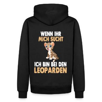 Ich bin bei den Leoparden - Männer Premium Bio Hoodie - Schwarz - Hinten - Nico (187cm)