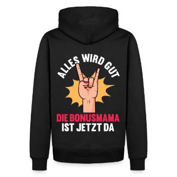 Coole Stiefmutter Muttertag Bonusmama - Männer Premium Bio Hoodie - Schwarz - Hinten - Nico (187cm)