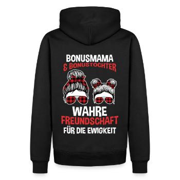 Bonusmama und Tochter - Männer Premium Bio Hoodie - Schwarz - Hinten - Nico (187cm)