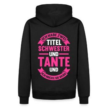 Patentante Schwester Tante - Männer Premium Bio Hoodie - Schwarz - Hinten - Nico (187cm)