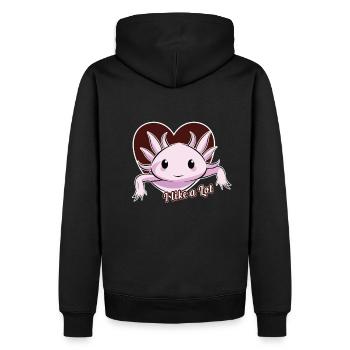 I like a lot. Axolotl, Geschenkidee - Männer Premium Bio Hoodie - Schwarz - Hinten - Nico (187cm)