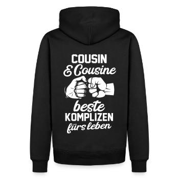 Cousin und Cousine - Männer Premium Bio Hoodie - Schwarz - Hinten - Nico (187cm)