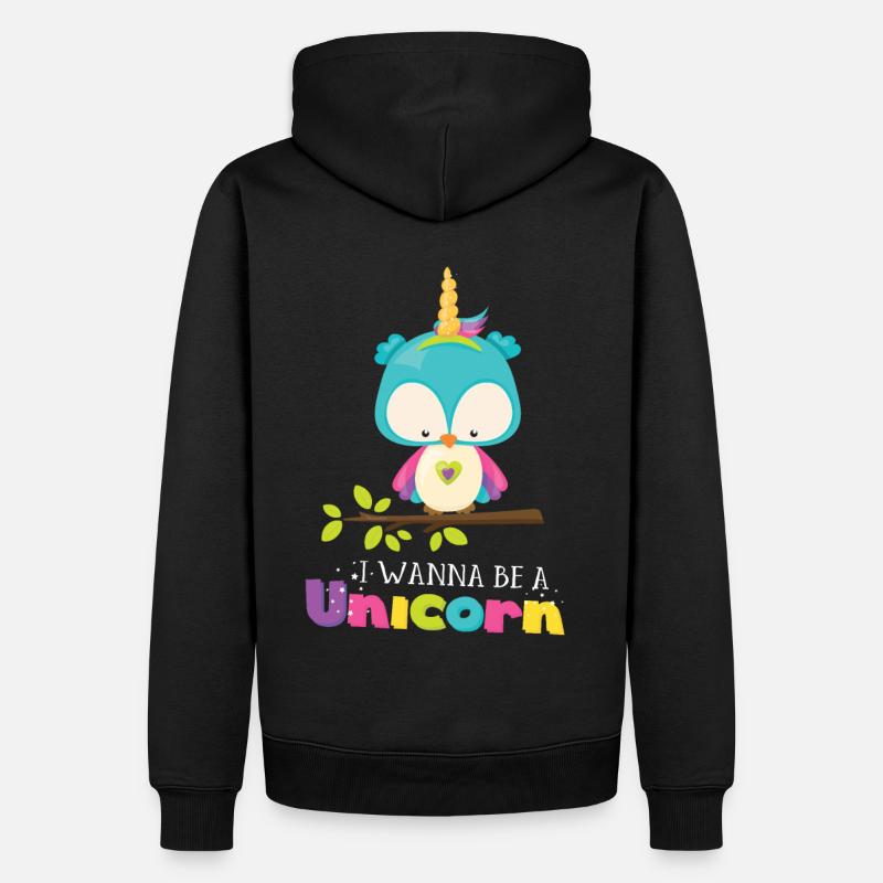 Einhorn Eule - Männer Premium Bio Hoodie - Schwarz