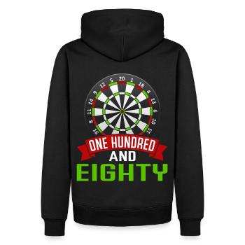 One Hundred And Eighty 180 Dart Dartspieler - Männer Premium Bio Hoodie - Schwarz - Hinten - Nico (187cm)