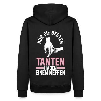 Nur die besten Tanten haben einen Neffen - Männer Premium Bio Hoodie - Schwarz - Hinten - Nico (187cm)