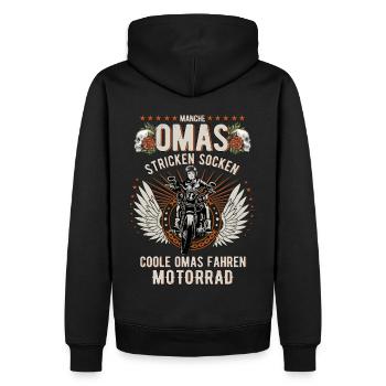 Biker-Oma Morradfahrer - Motorrad - Männer Premium Bio Hoodie - Schwarz - Hinten - Nico (187cm)