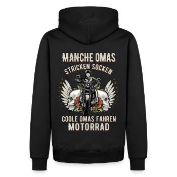 Biker-Oma Morradfahrer Lustiges Motorrad Shirt - Männer Premium Bio Hoodie - Schwarz - Hinten - Nico (187cm)