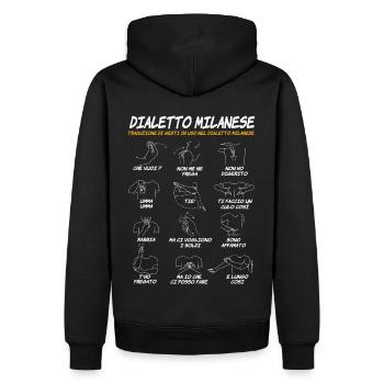 Milano Dialetto Milanese Gesti divertenti - Sweat à capuche Premium bio Homme - noir - Dos - Nico (187cm)