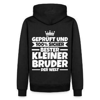 Bester kleiner Bruder der Welt - Männer Premium Bio Hoodie - Schwarz - Hinten - Nico (187cm)